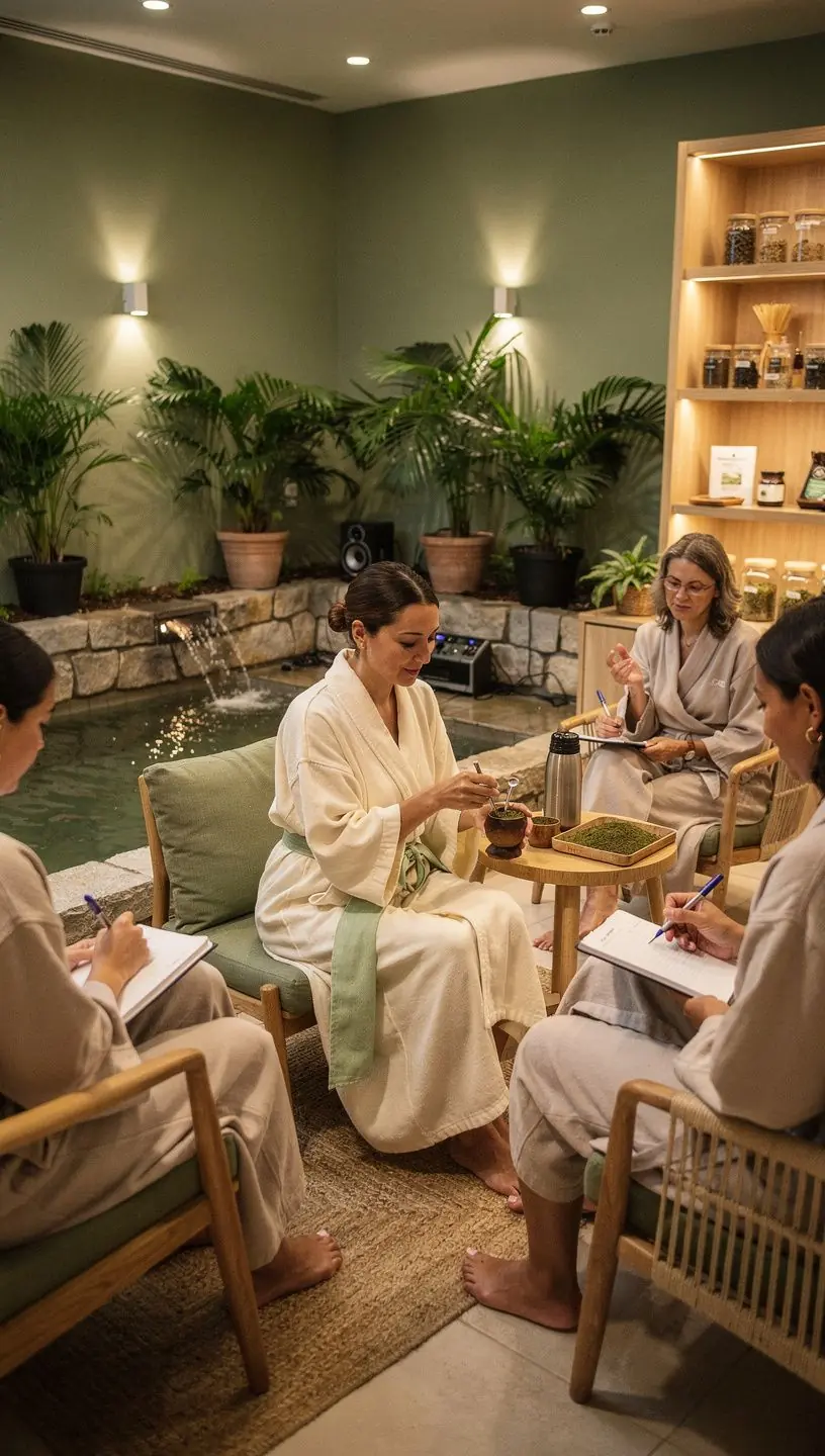 Friss yerba mate levelek egy tálban, napfényben csillogva.